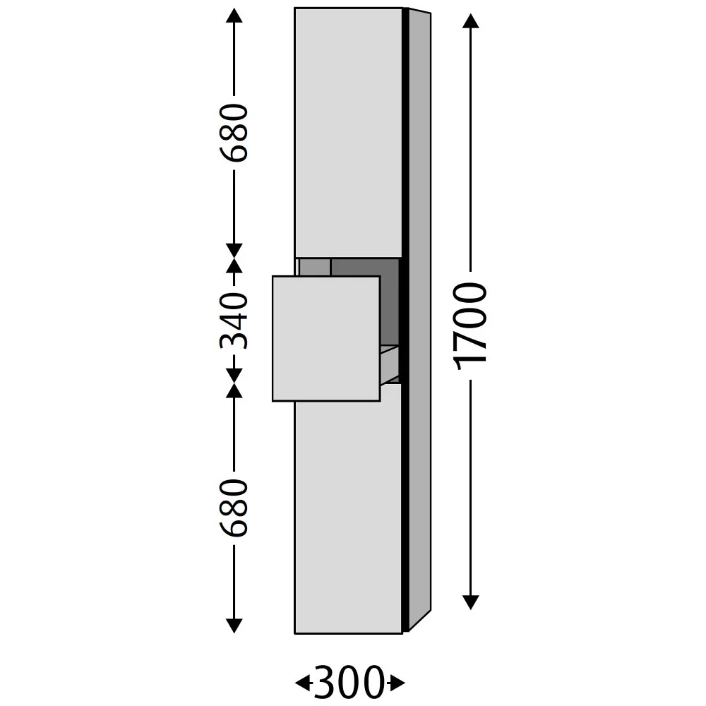 Rysunek techniczny szafki wysokiej 30 cm, Sanipa