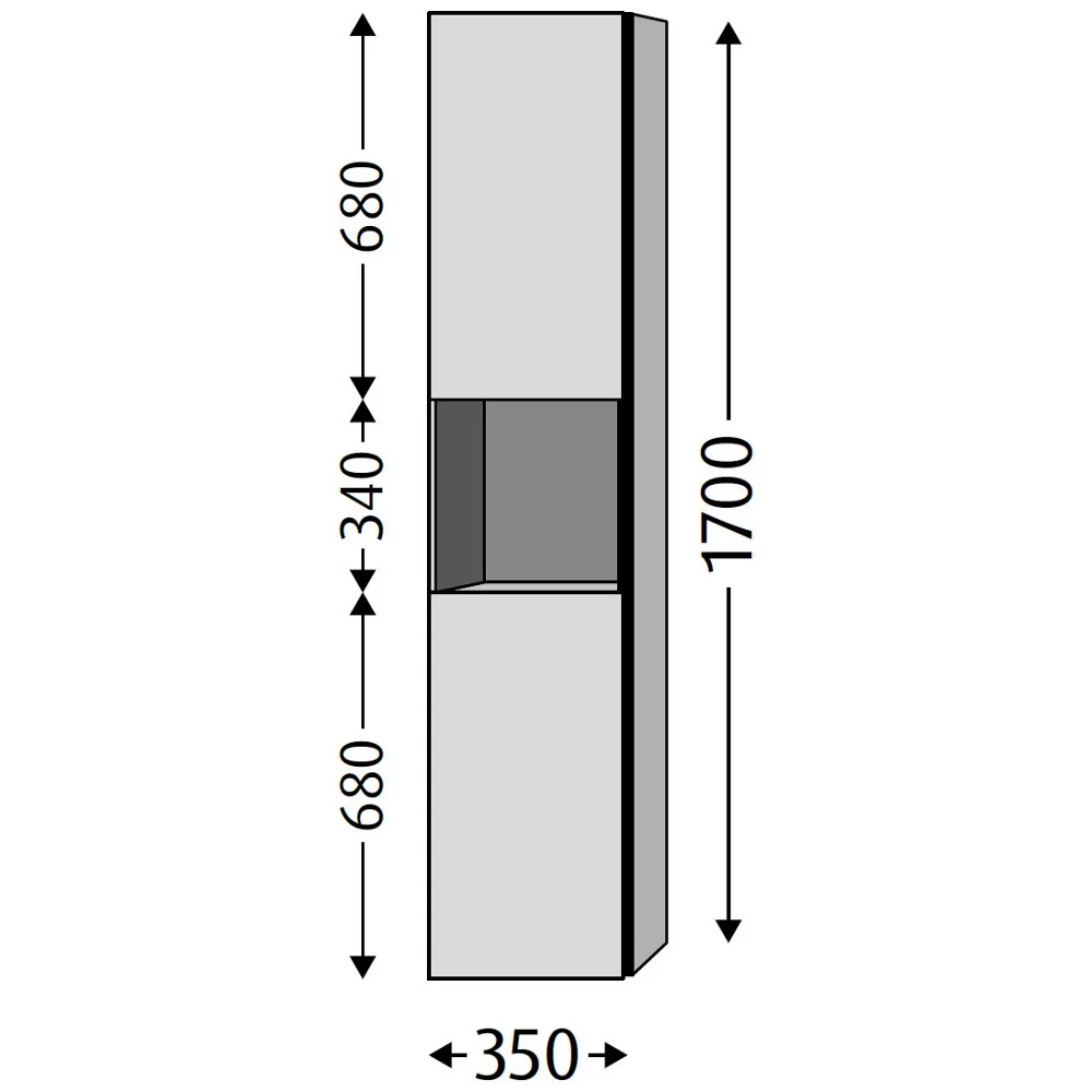 Sanipa 3way Hochschrank 35 cm, 1 offenes Fach, 2 Türen mit Türanschlag rechts Bild 4
