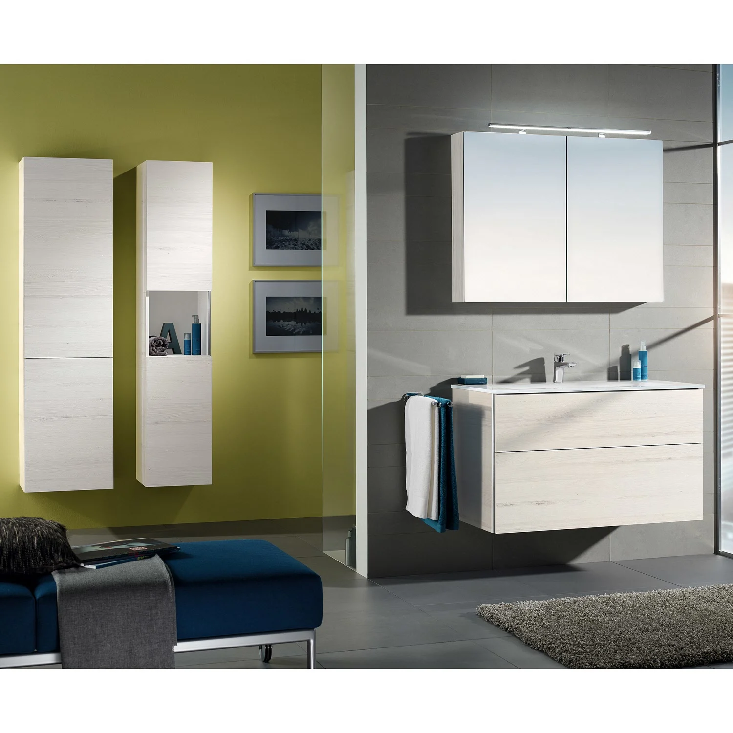 Sanipa 3way Hochschrank 35 cm, 1 offenes Fach, 2 Türen mit Türanschlag links Bild 2