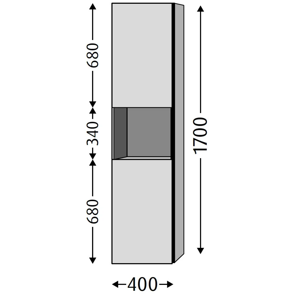 Sanipa 3way Hochschrank 40 cm, 1 offenes Fach, 2 Türen mit Türanschlag links Bild 4