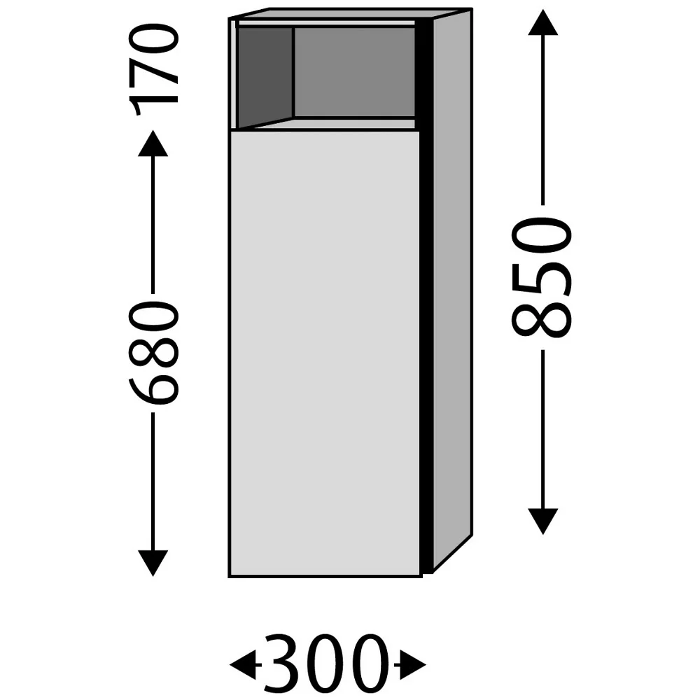 Sanipa 3way Mittelschrank 30 cm, 1 Tür mit Anschlag rechts, 1 offenes Fach, mit Griff-Leiste Bild 4