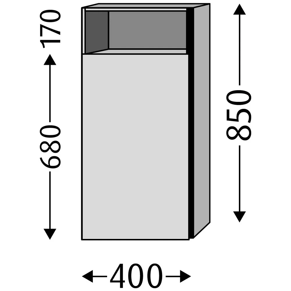 Sanipa 3way Mittelschrank 40 cm, 1 Tür mit Anschlag links, 1 offenes Fach, mit Griff-Leiste Bild 4