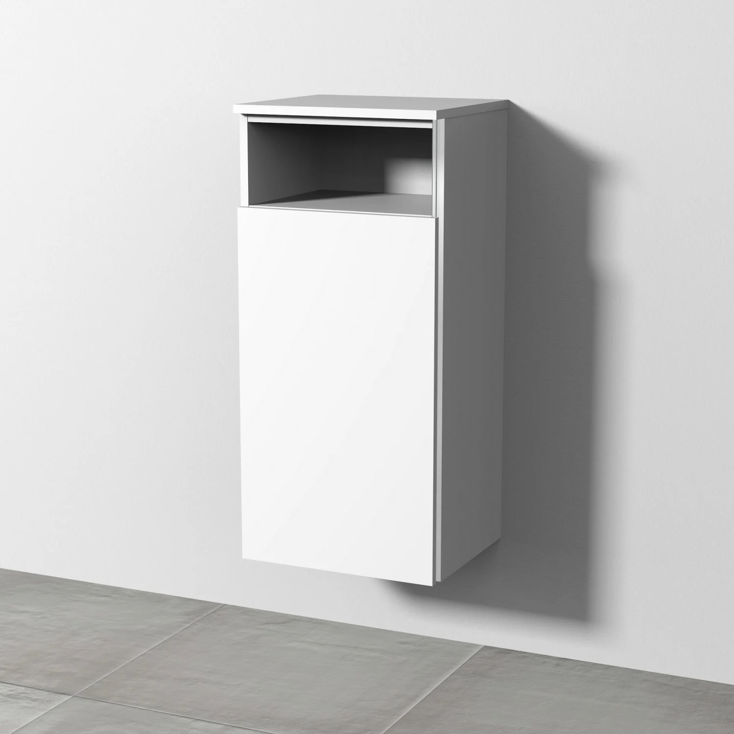 Sanipa 3way Mittelschrank 40 cm, 1 Tür mit Anschlag links, 1 offenes Fach, mit Griff-Leiste