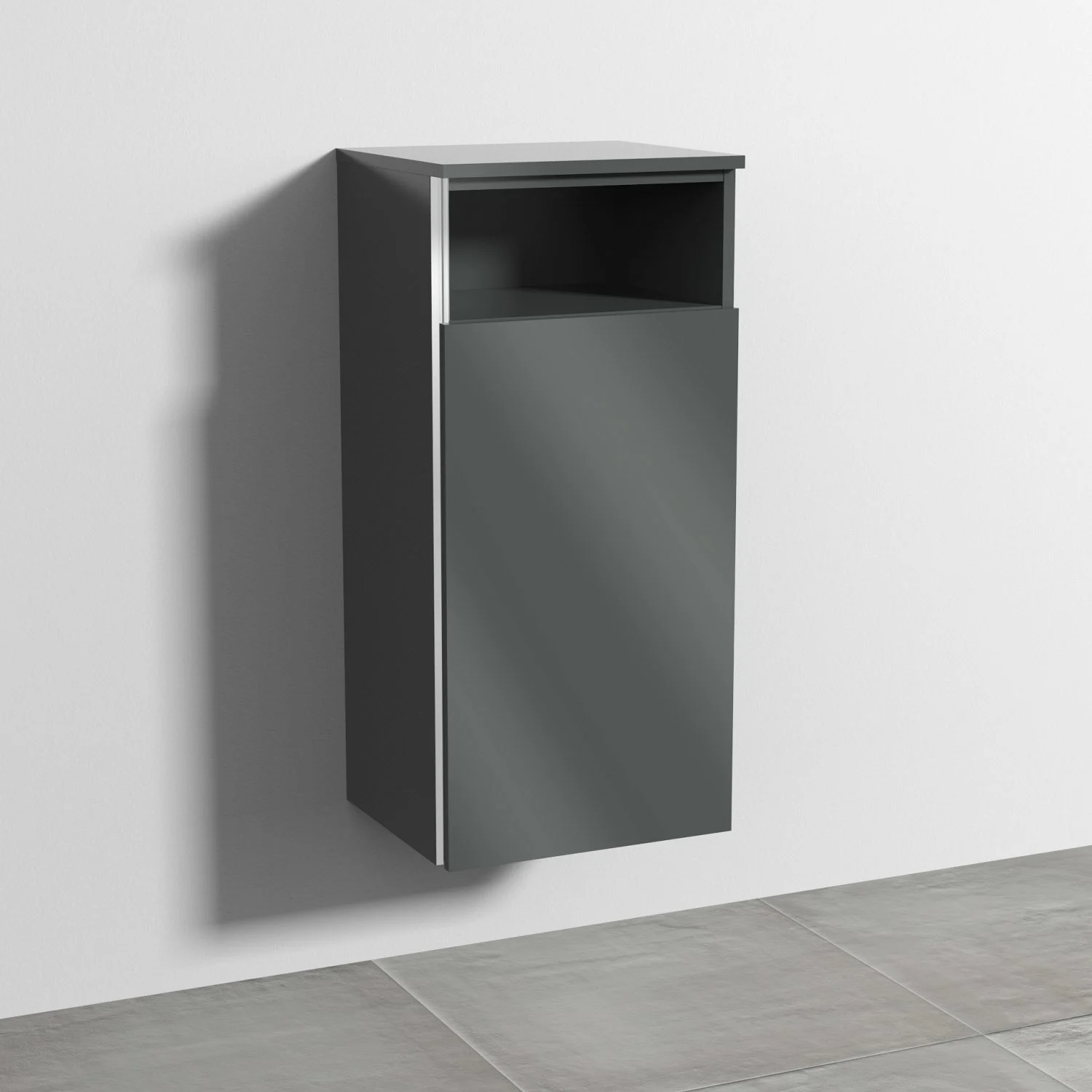 Sanipa 3way Mittelschrank 40 cm, 1 Tür mit Anschlag rechts, 1 offenes Fach, mit Griff-Leiste