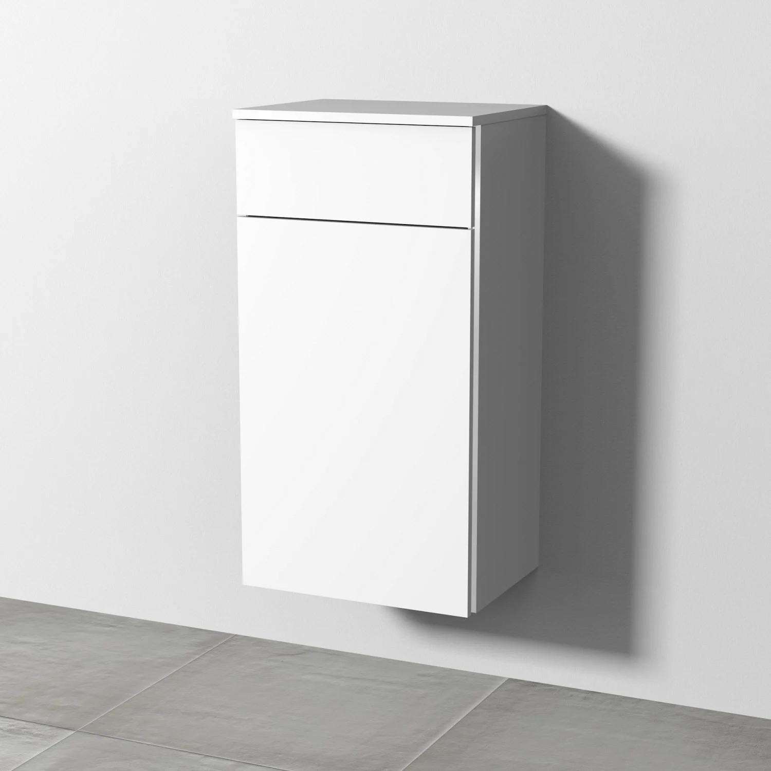 Sanipa 3way Mittelschrank 45 cm, 1 Auszug, 1 Wäschekorbklappe, mit Griff-Leiste