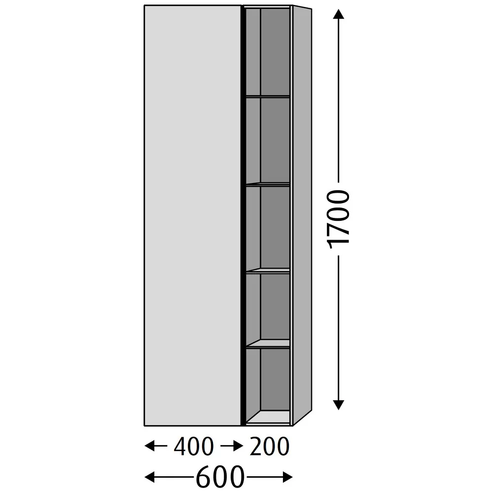 Sanipa 3way Stauraumschrank 60 cm, 1 offenes Fach rechts, 1 Tür mit Türanschlag links Bild 4