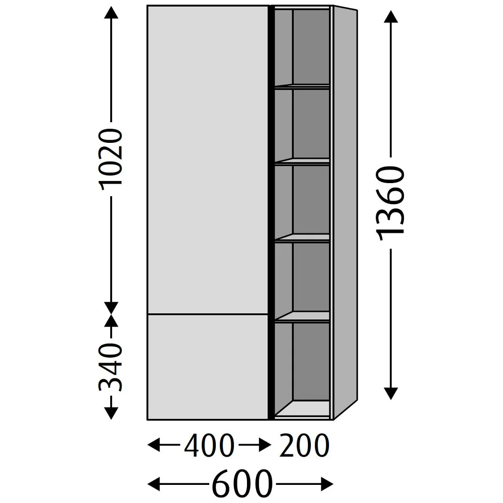 Sanipa 3way Stauraumschrank 60 cm, 1 offenes Fach rechts, 1 Auszug, 1 Tür mit Türanschlag links Bild 5