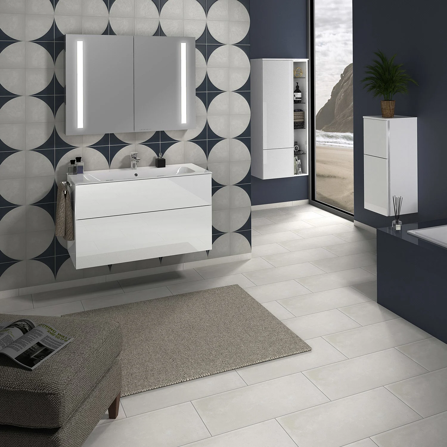 Sanipa 3way Stauraumschrank 60 cm, 1 offenes Fach rechts, 1 Auszug, 1 Tür mit Türanschlag links Bild 4