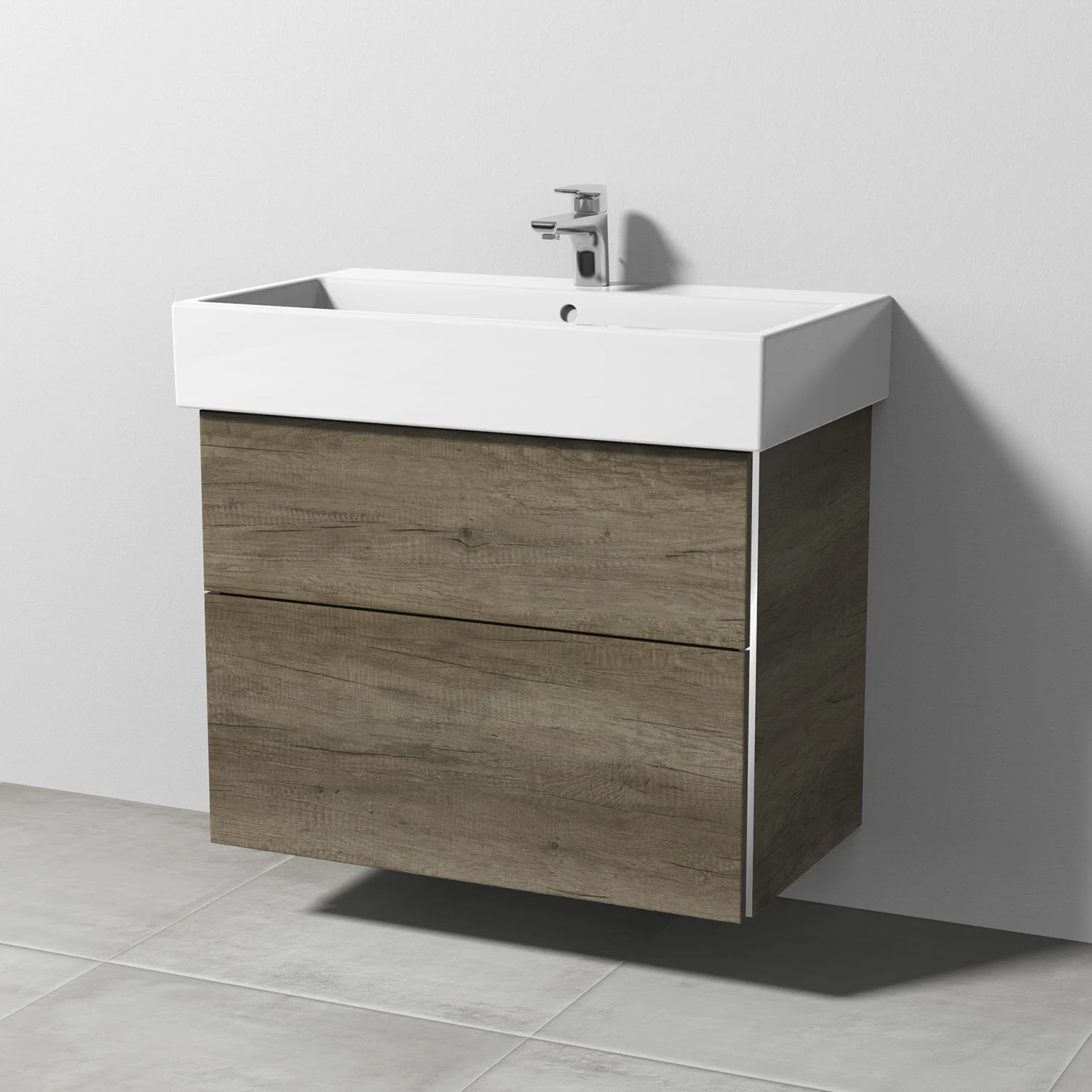Sanipa 3way Waschtischunterbau für Keramik-Waschtisch Vero Air 80 cm, 2 Auszüge mit Griffleisten
