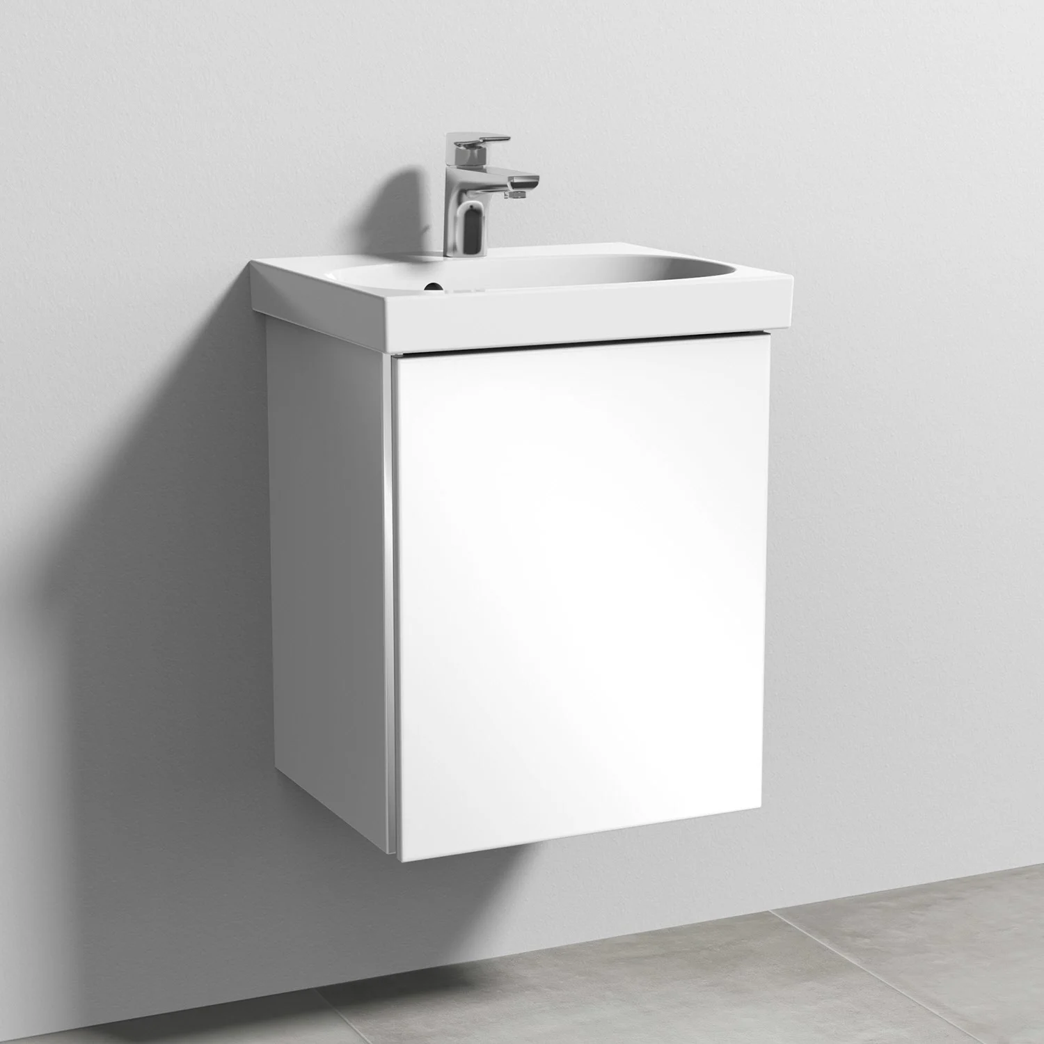 Biała umywalka z ceramiczną umywalką na ścianie, Sanipa