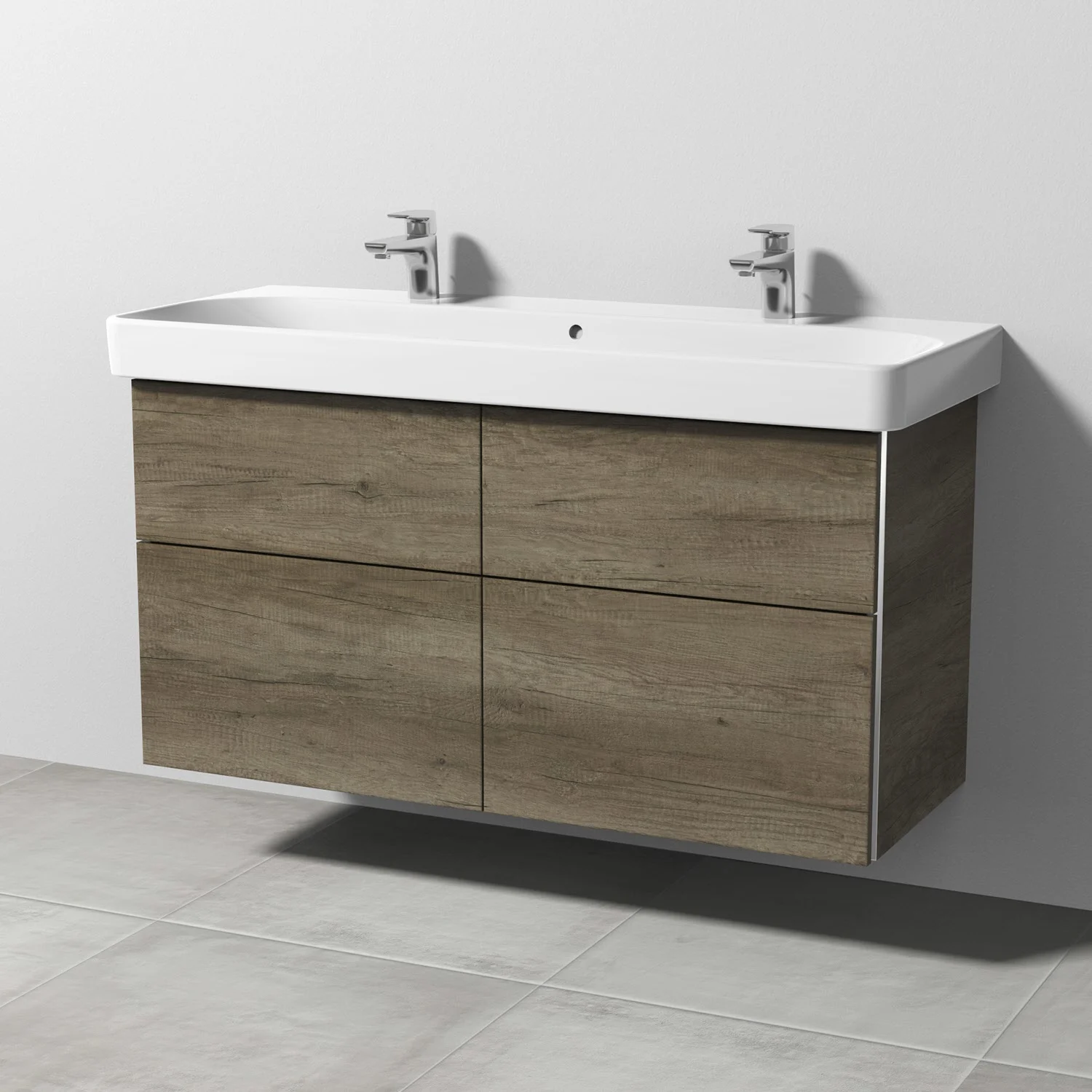 Sanipa 3way Waschtischunterbau für Keramik-Waschtisch Smyle Square 120 cm, 4 Auszüge mit Griffleisten