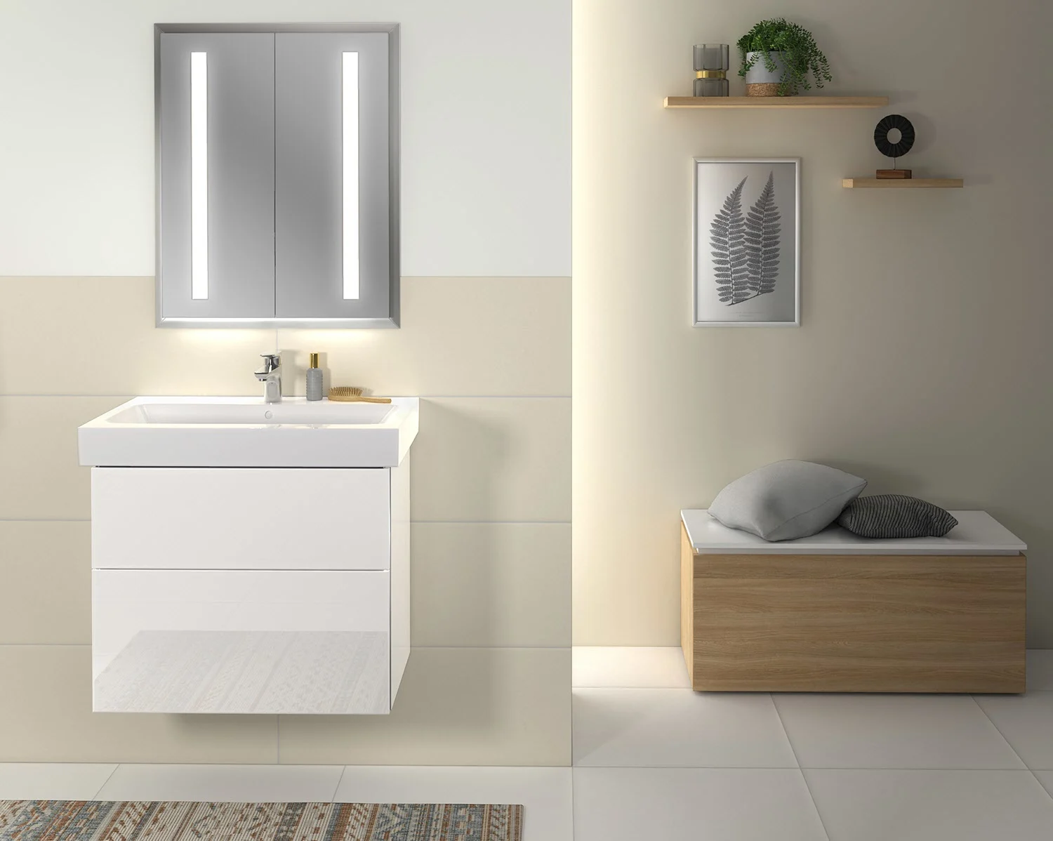 Sanipa 3way Waschtischunterbau für Keramik-Waschtisch iCon 75 cm, 2 Auszüge mit Griffleisten Bild 3