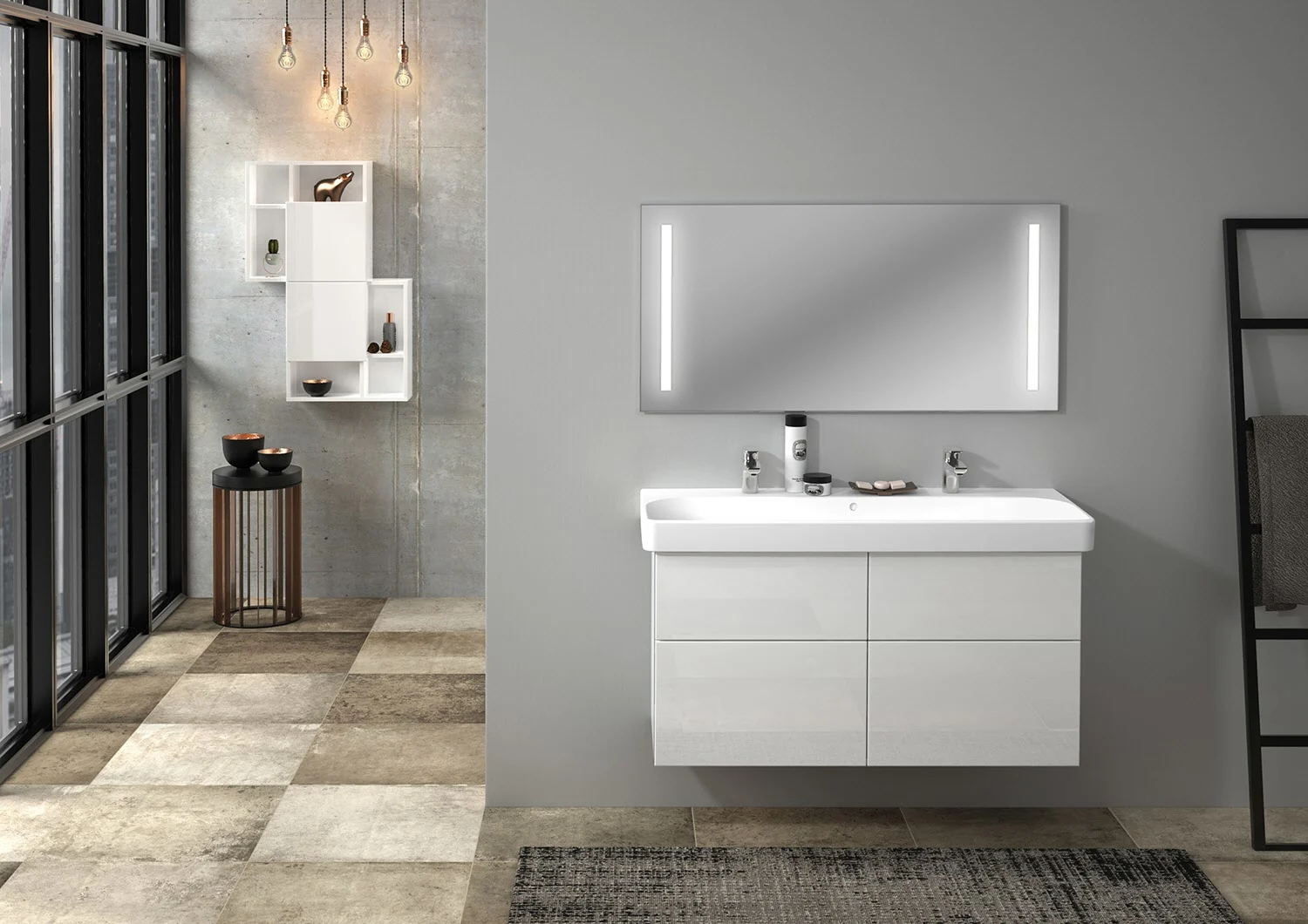 Sanipa 3way Waschtischunterbau für Keramik-Waschtisch Smyle Square 120 cm, 4 Auszüge mit Griffleisten Bild 3