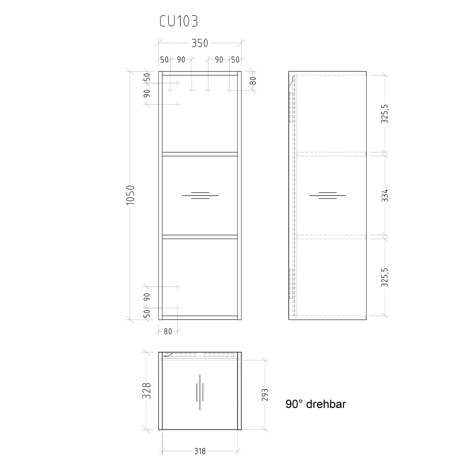 Sanipa Cubes Regalmodul offen 35 x 105 x 32,8 cm mit 3 Fächer Bild 5