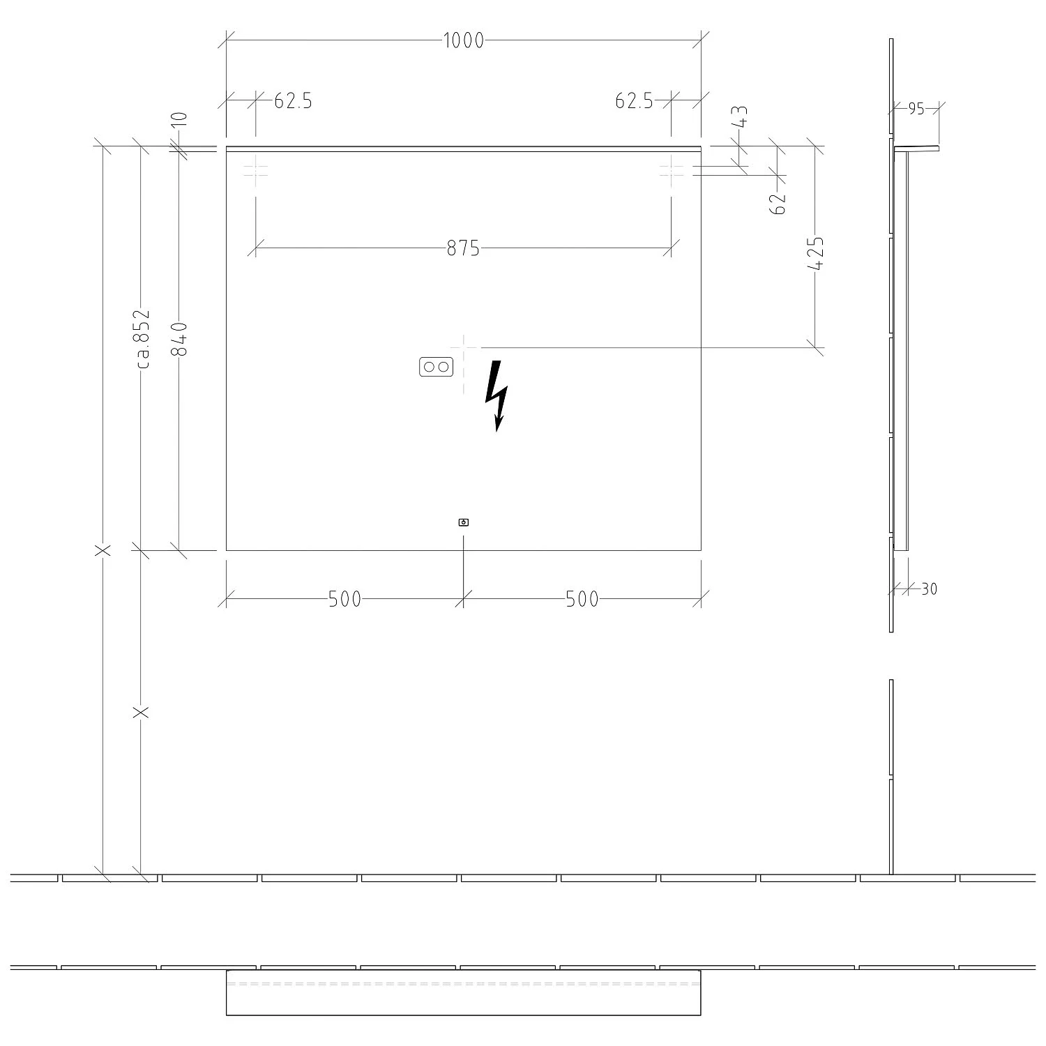Sanipa Reflection Badspiegel LUCA 100 mit dimmbarer LED-Beleuchtung und den Maßen 100 x 84 cm Bild 3