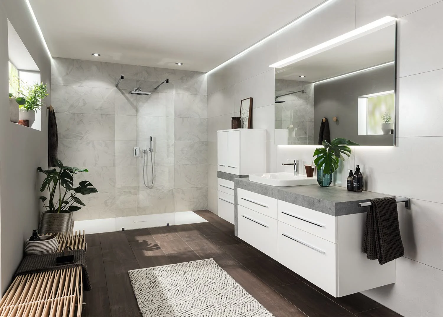 Sanipa Reflection Badspiegel LUCA 160 mit dimmbarer LED-Beleuchtung und Lichtsteuerung, Maße 160 x 84 cm Bild 2