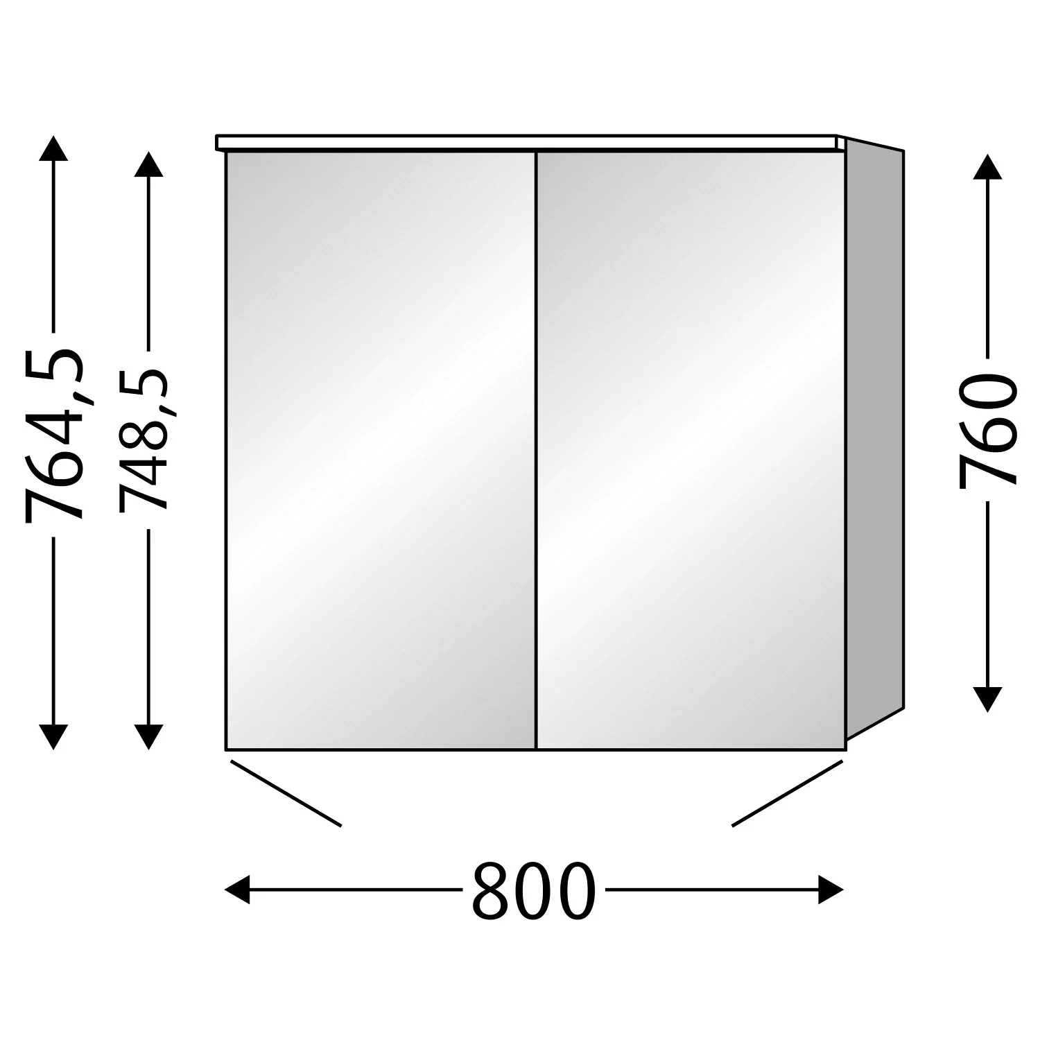 Sanipa Reflection Aluminium-Spiegelschrank ARND 80 mit LED-Leuchtpanel Bild 5