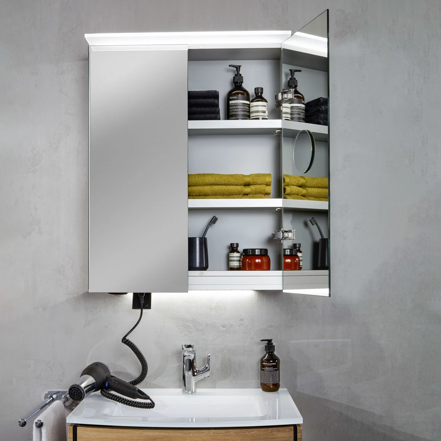 Sanipa Reflection Aluminium-Spiegelschrank ANNY 60 mit LED-Lichtsegel, mit Lichtsteuerung Bild 7