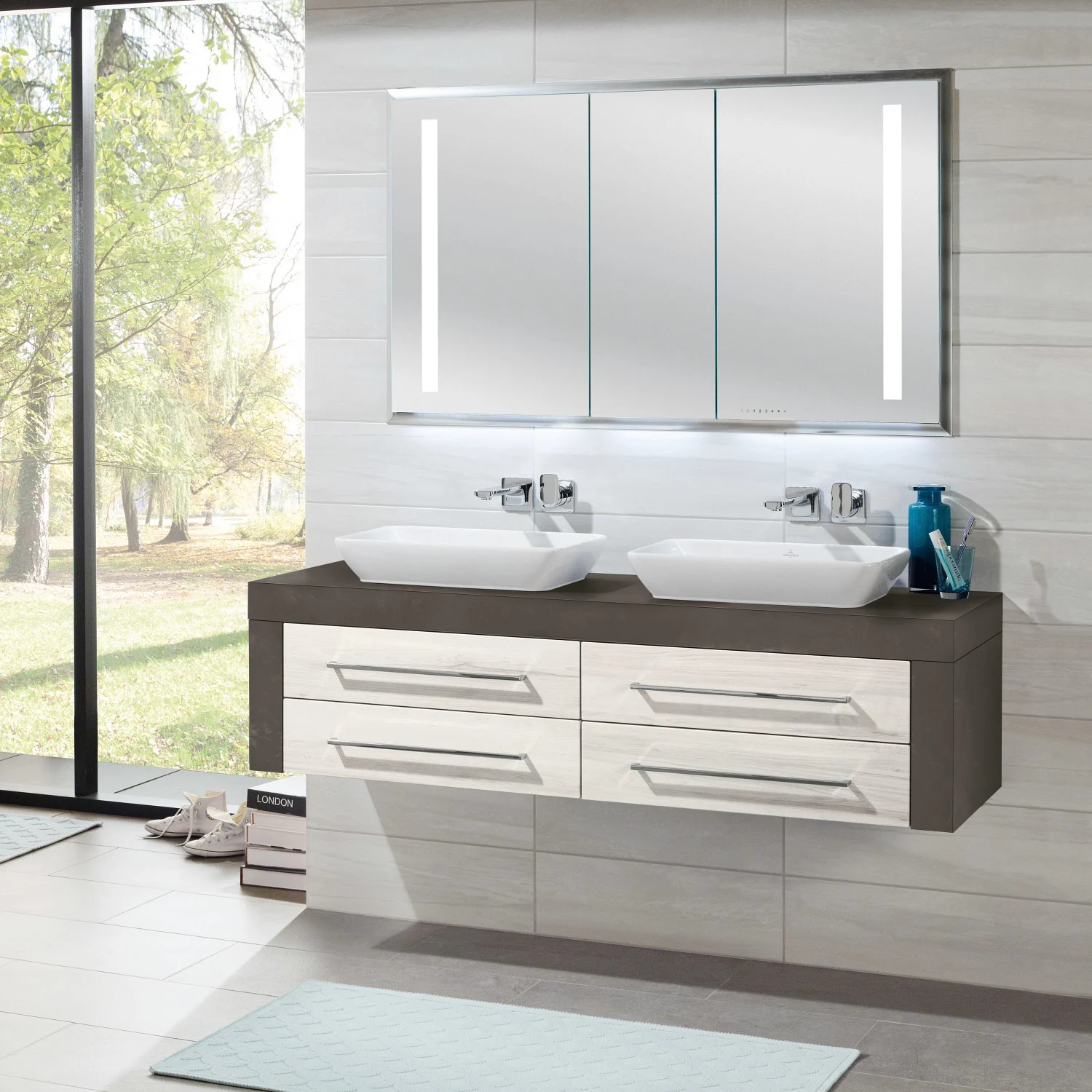 Sanipa Reflection Aluminium-Wandeinbau-Spiegelschrank WILMA 135 mit LED-Beleuchtung Bild 2