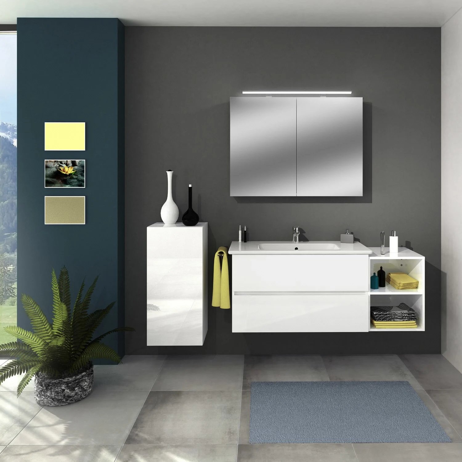 Sanipa Solo One Euphoria Waschtischkombination mit Keramikwaschtisch 100 cm, 2 Auszüge Bild 2