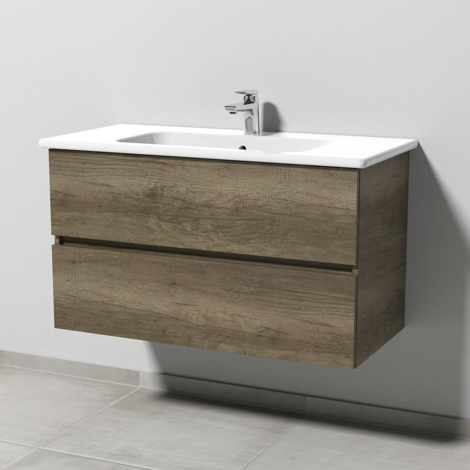 Sanipa Solo One Euphoria Waschtischkombination mit Keramikwaschtisch 100 cm, 2 Auszüge