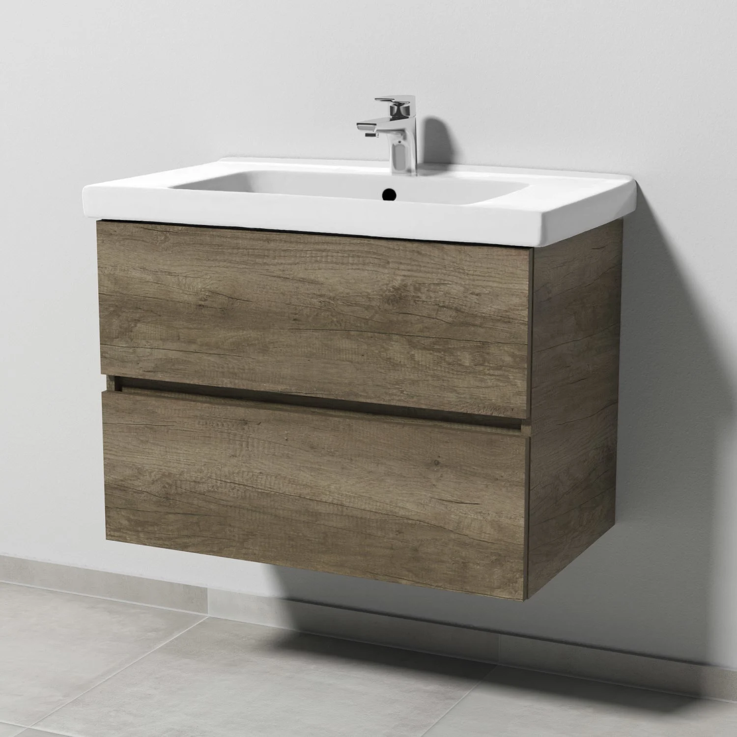 Sanipa Solo One Harmonia Waschtischkombination mit Keramikwaschtisch 80 cm, 2 Auszüge