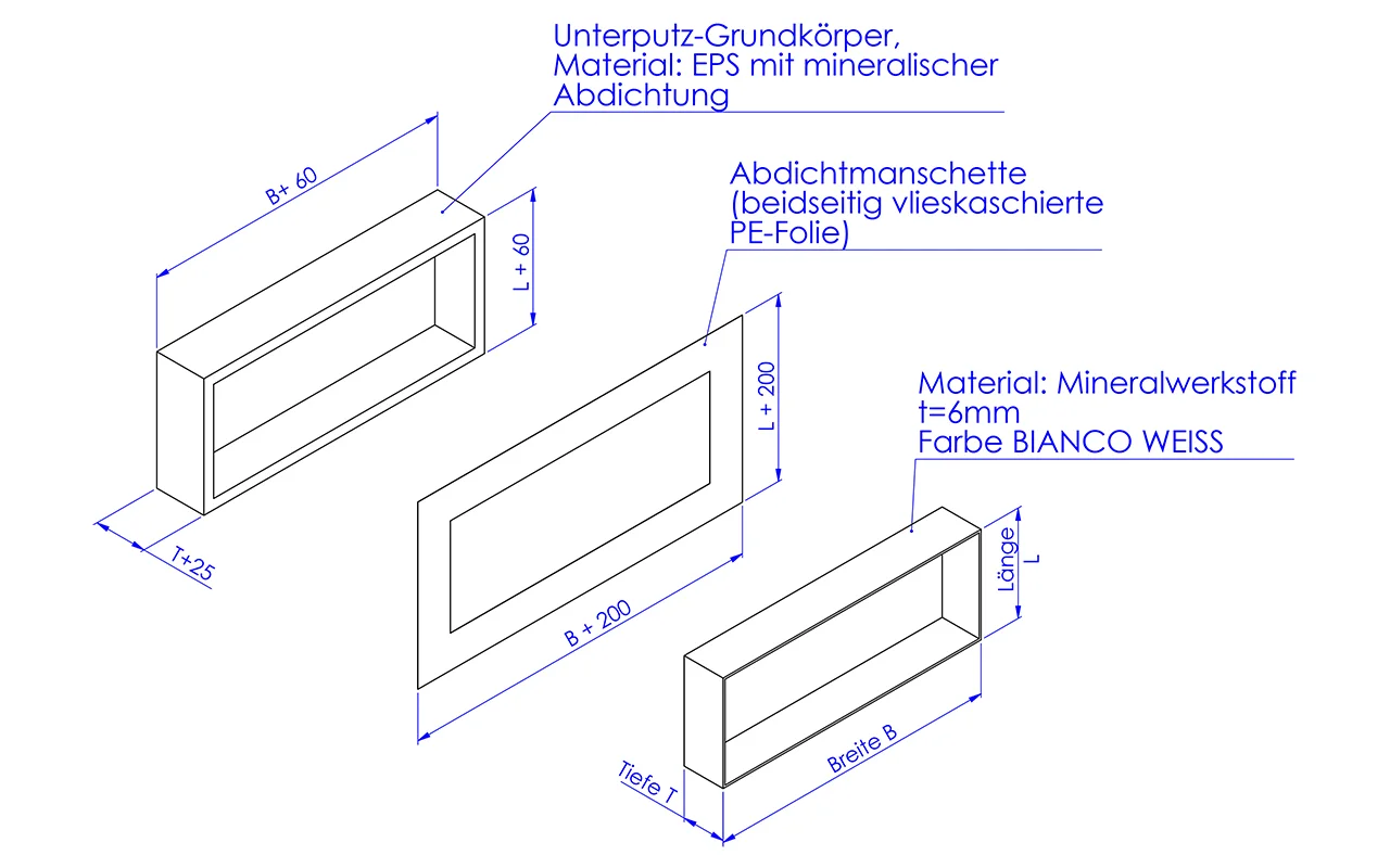 Schedel Nischeneinsatz 30 x 60 x 12 cm rahmenlos Bild 2