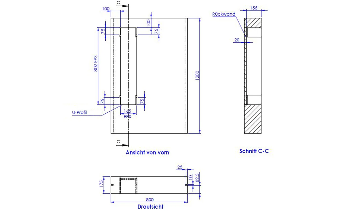 Schedel Schamwand 120 x 80 x 17,5 cm für emco asis WC Modul Bild 2