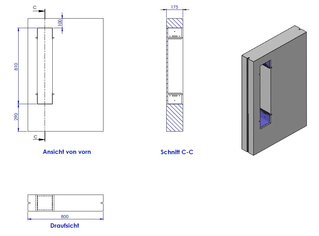 Schedel Schamwand 120 x 80 x 17,5 cm für emco asis plus WC Modul Bild 2