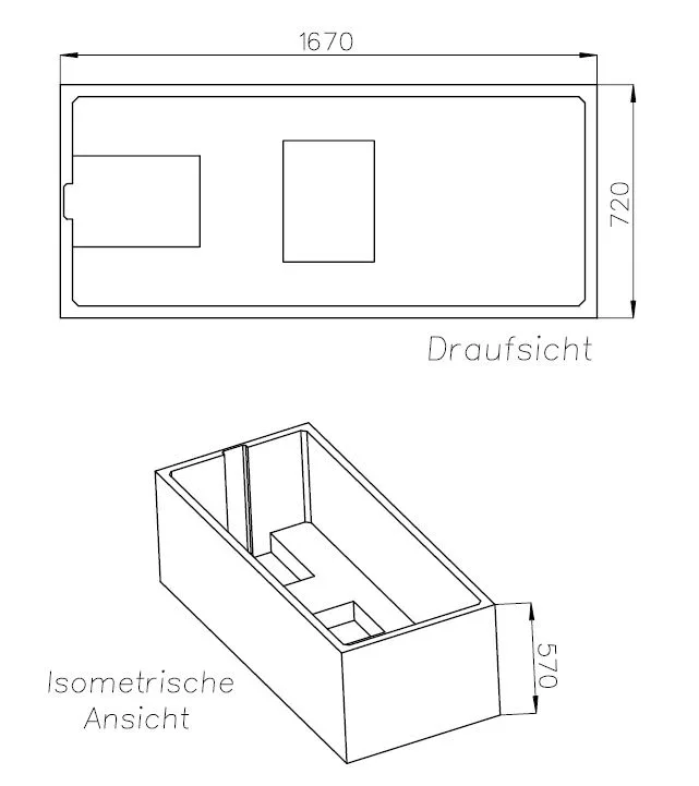 Schedel Wannenträger für Duravit D-Code 170 x 75 cm Ablauf am Fußende Bild 2