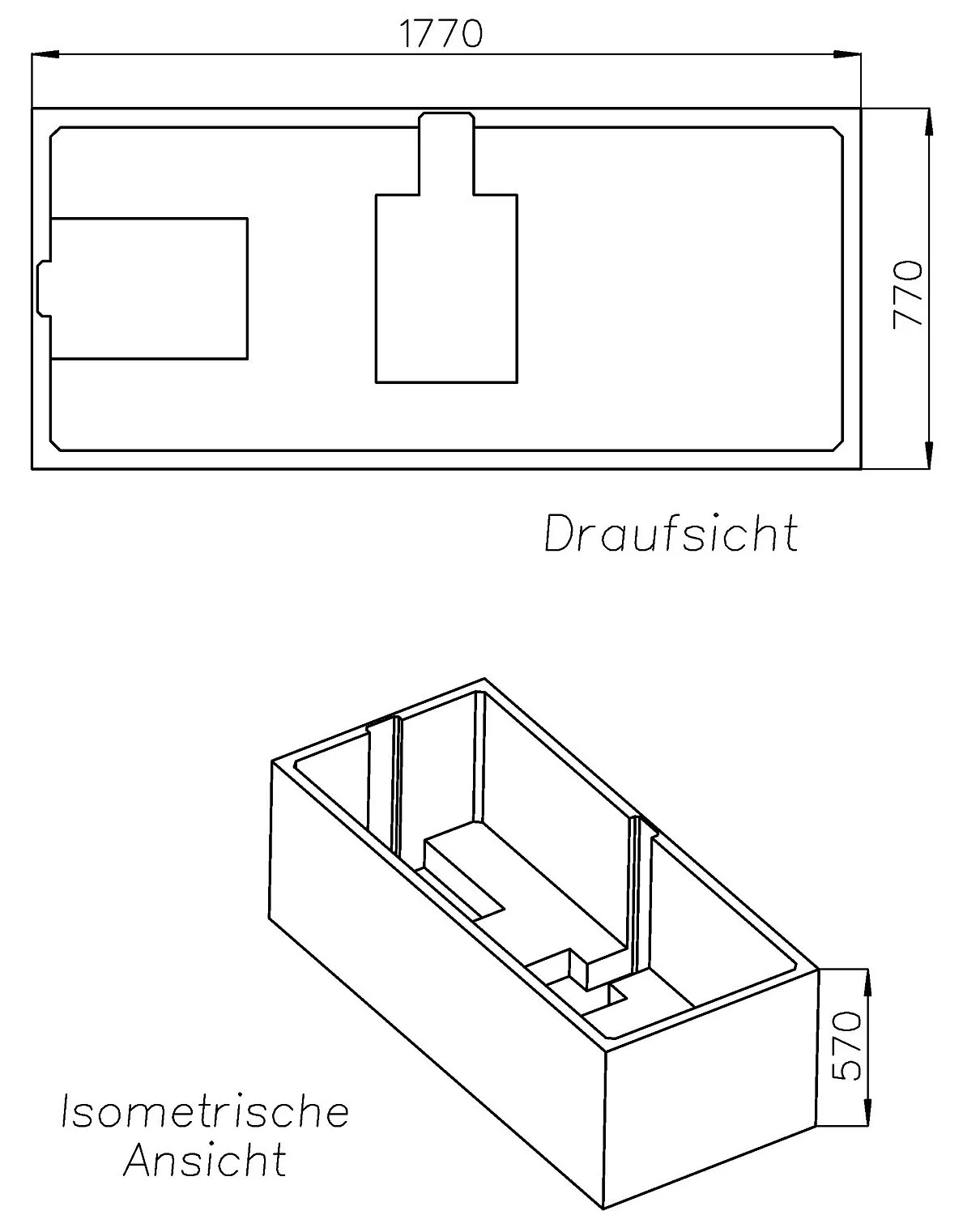 Schedel Wannenträger für Kaldewei Puro Duo 664, 180 x 80 cm Mittelablauf Bild 2