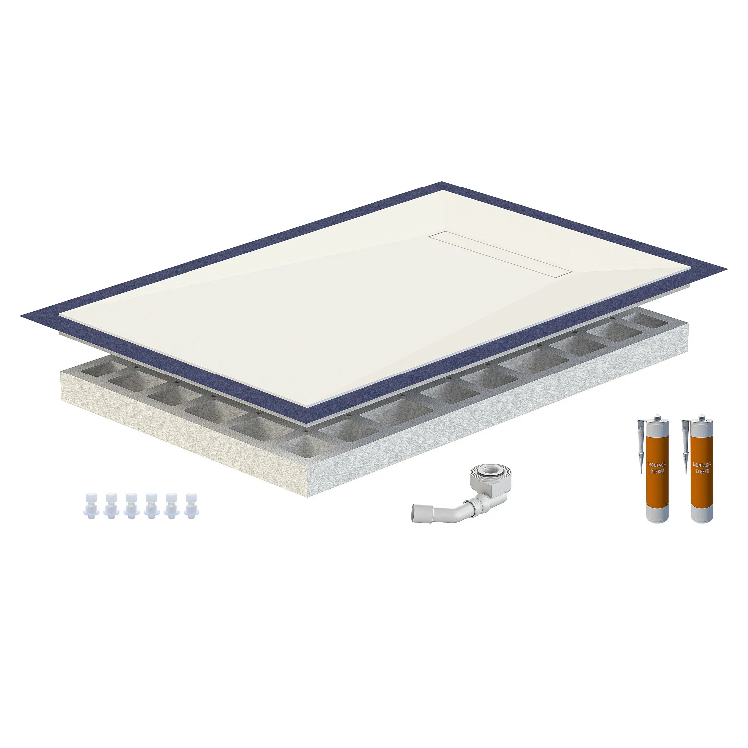 Schedel Plan Plus Mineral-Duschelement bodeneben 90 x 140 cm mit Rinne, Gefälle vierseitig