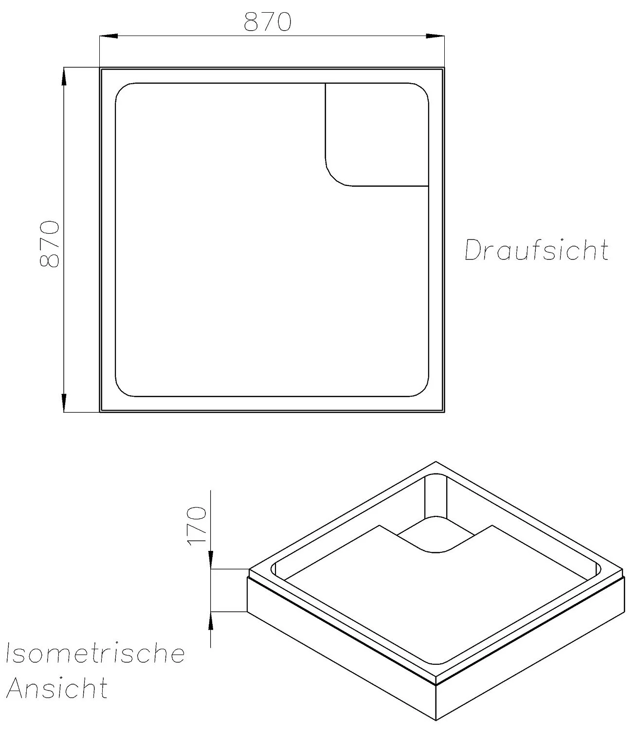 Schedel Duschwannenträger für Kaldewei Duschplan 90 x 90 x 6,5 cm Bild 2