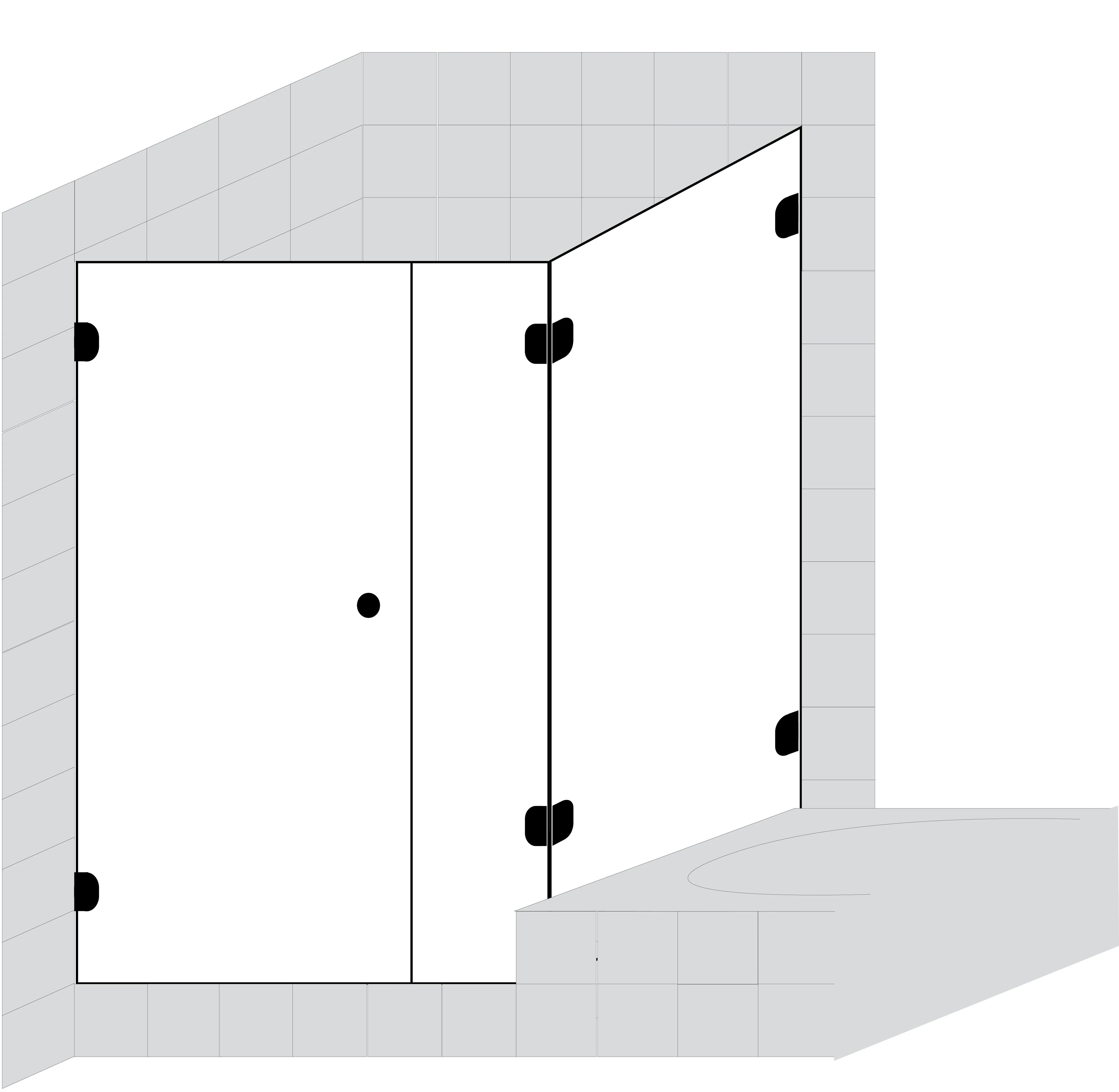Sprinz BS-Dusche 75 Tür mit verkürzter Seitenwand bis 100 x 100 x 200 cm