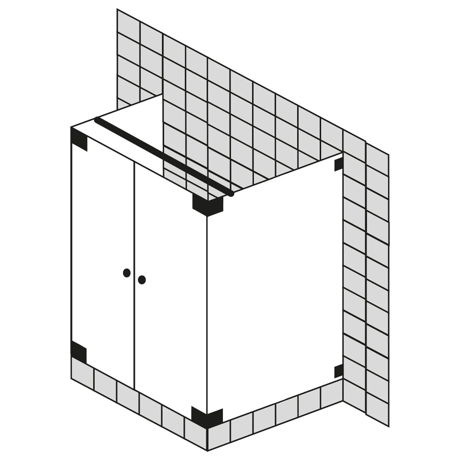Sprinz Omega Black Edition Viereck-Dusche mit Pendeltür 90 x 90 x 200 cm