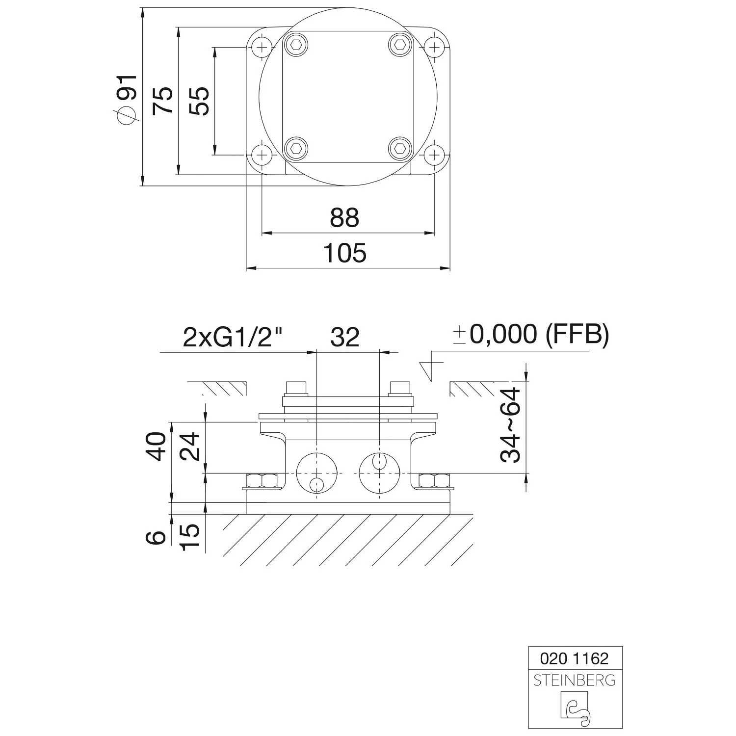 Steinberg Einbaukörper für freistehende Wannenarmaturen Bild 2
