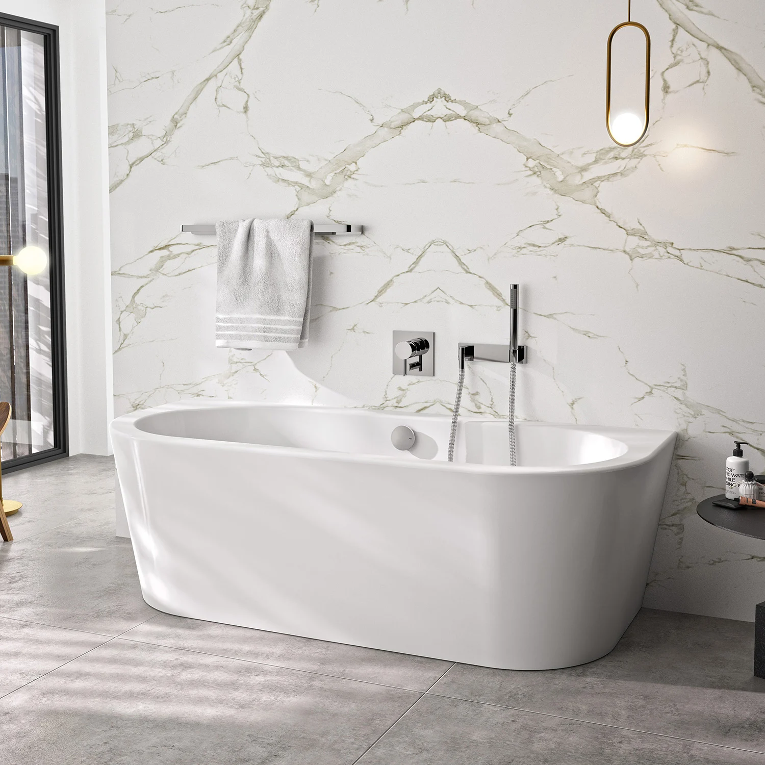 Steinkamp Living Vorwand-Badewanne 180 x 80 cm, inkl. Ein-, Ab- und Überlaufgarnitur MT5