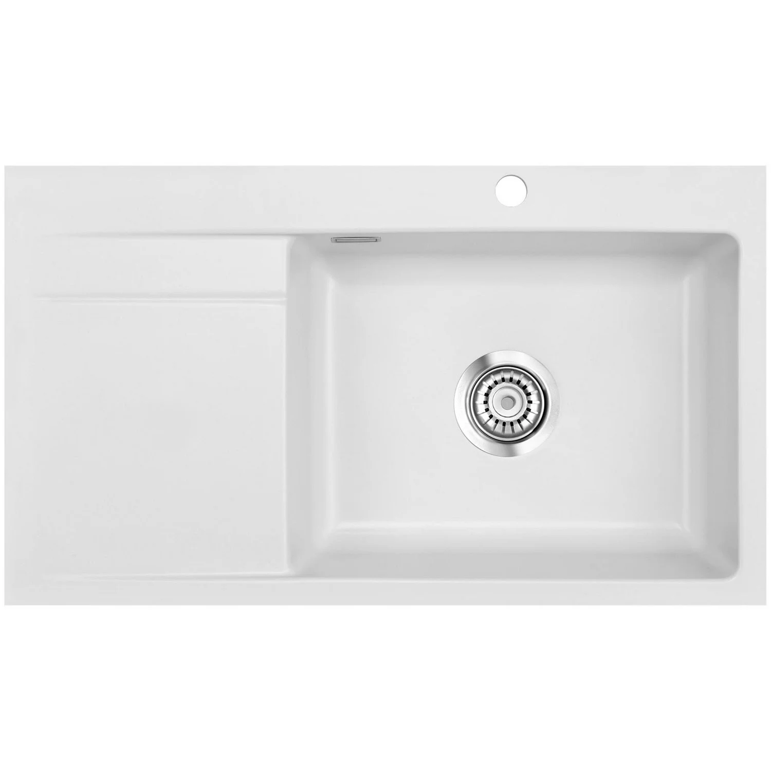 Biały zlew ceramiczny z widoku z góry, Systemceram