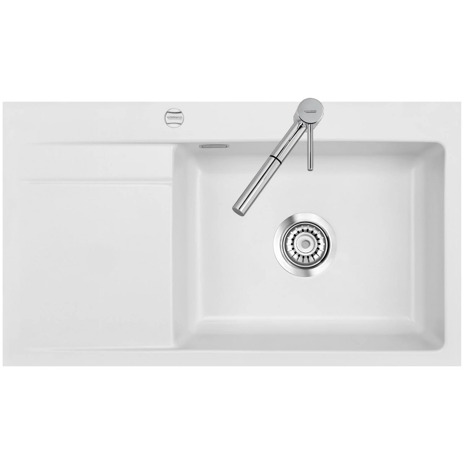 Zlewozmywak ceramiczny w kolorze białym, widok z góry, Systemceram