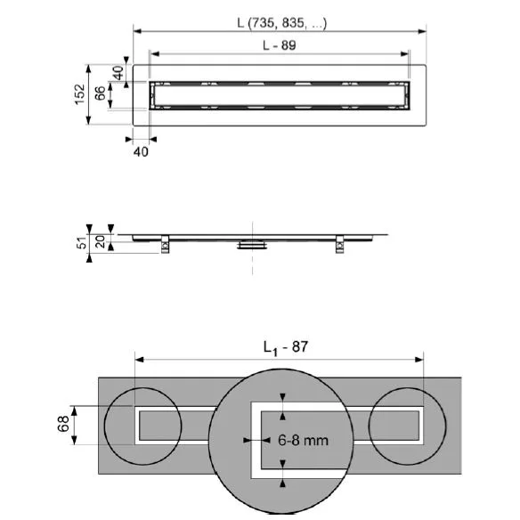 TECE TECEdrainline Duschrinne gerade für Naturstein 80 cm Bild 3