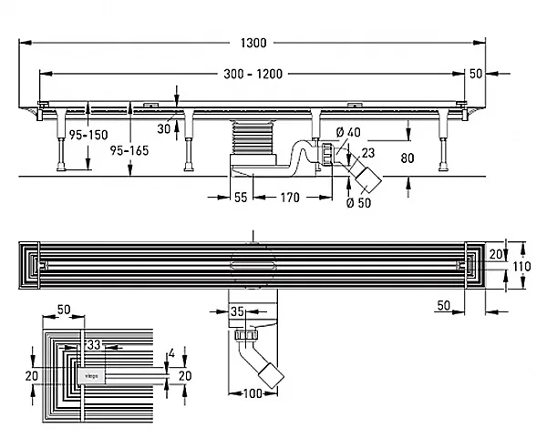 Viega Advantix Vario-Duschrinne Grundkörper Modell 4965.10 Bild 3