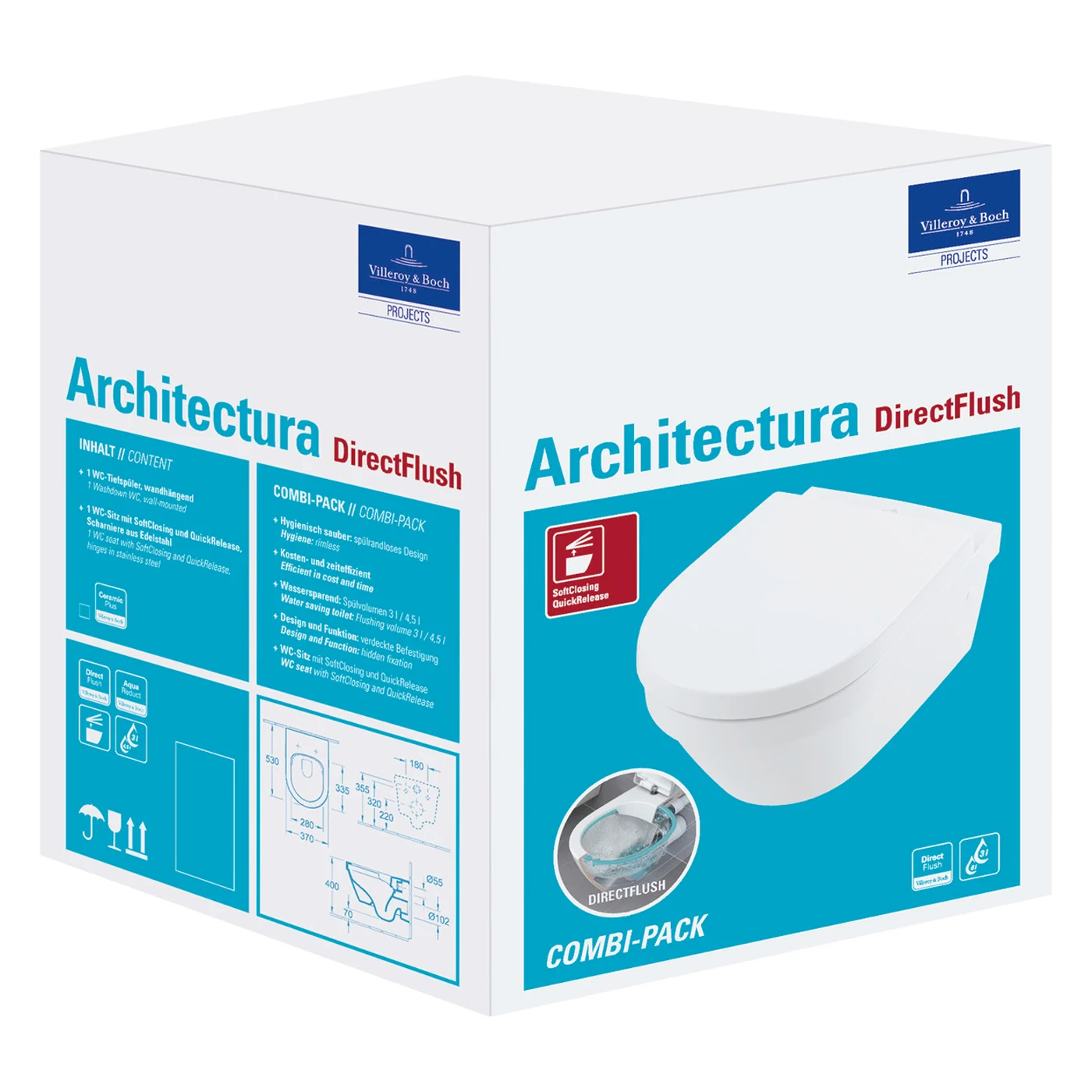 Villeroy & Boch Architectura Wand-WC DirectFlush Combi-Pack mit WC-Sitz Bild 10