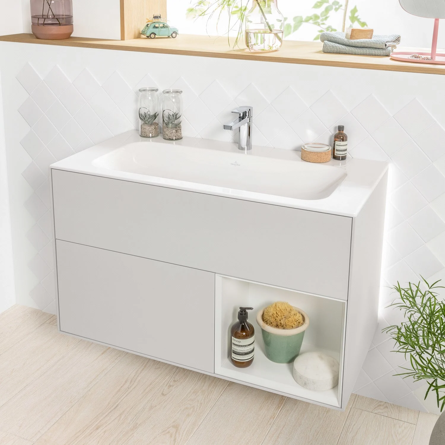 Villeroy & Boch Finion Waschtischunterschrank 99,6 cm mit Regalelement rechts, 2 Auszügen Bild 3
