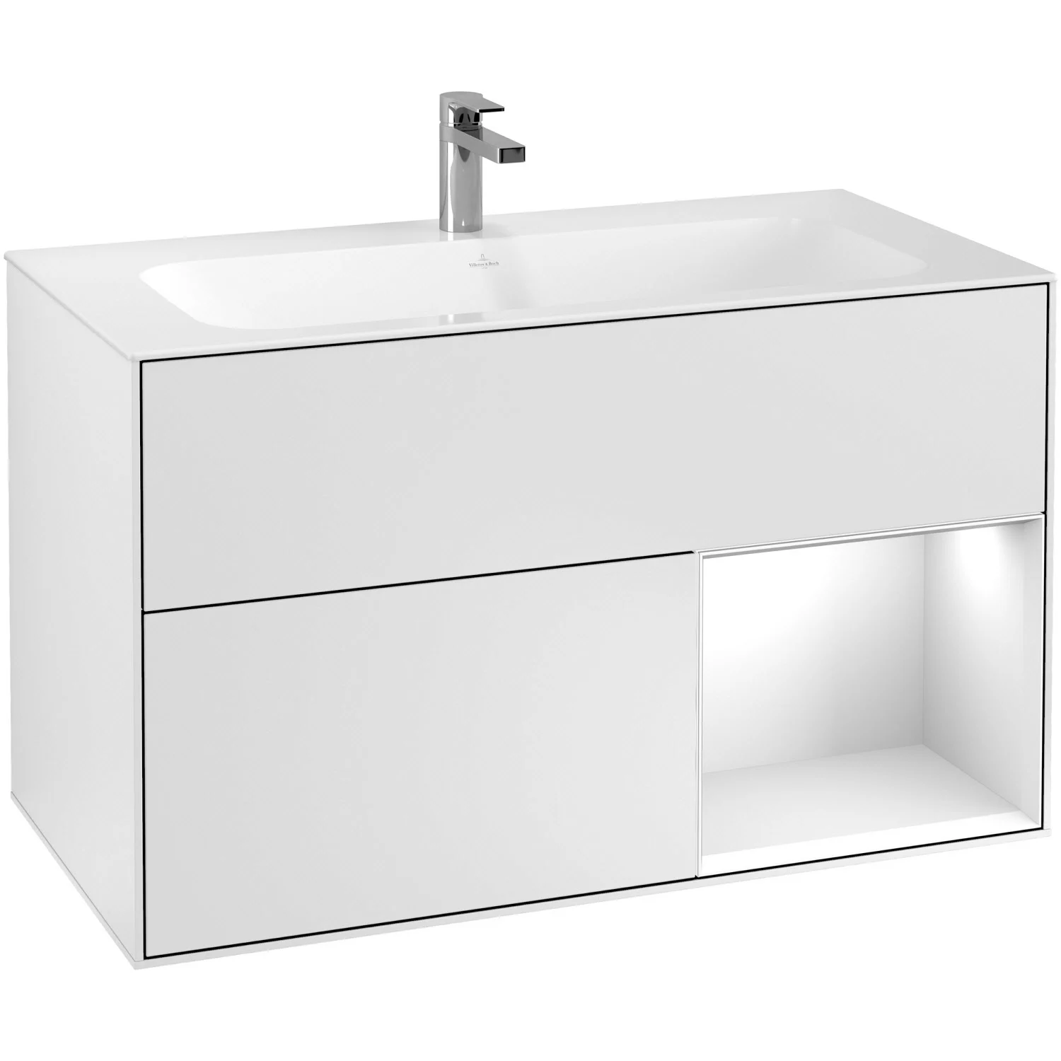 Villeroy & Boch Finion Waschtischunterschrank 99,6 cm mit Regalelement rechts, 2 Auszügen Bild 2