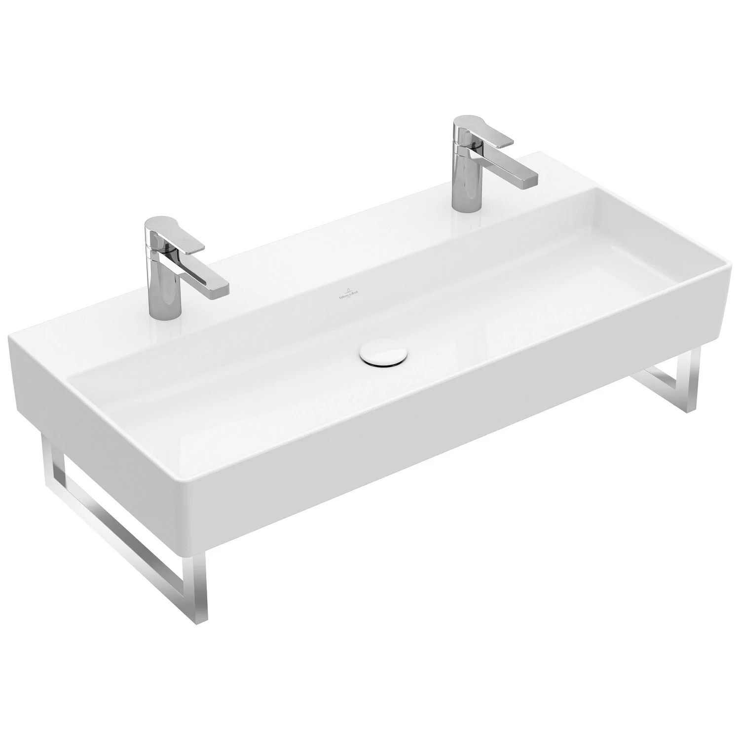 Biała podwójna umywalka z dwoma bateriami, Villeroy & Boch