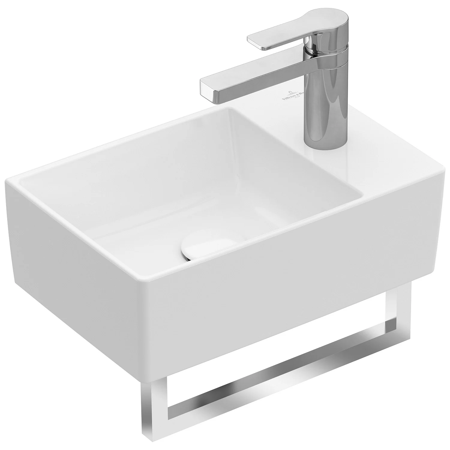 Prostokątna umywalka z chromowaną baterią, Villeroy & Boch