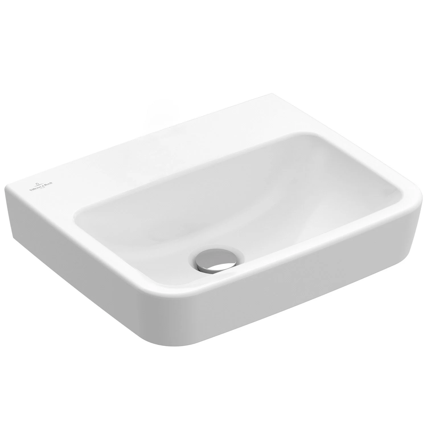 Biała umywalka bez baterii, widok z boku, Villeroy & Boch