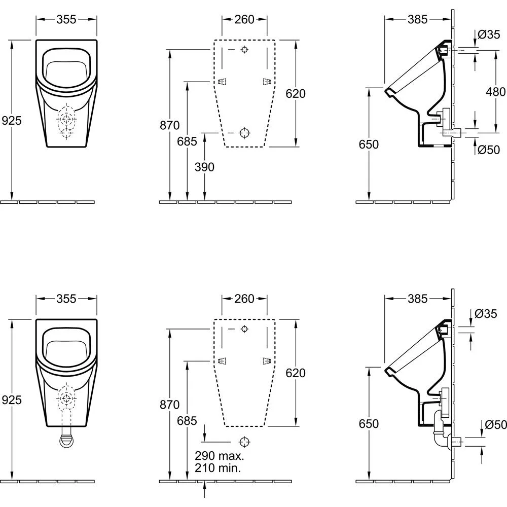 Villeroy & Boch Architectura Absaug-Urinal mit Zielobjekt, Zulauf verdeckt Bild 5