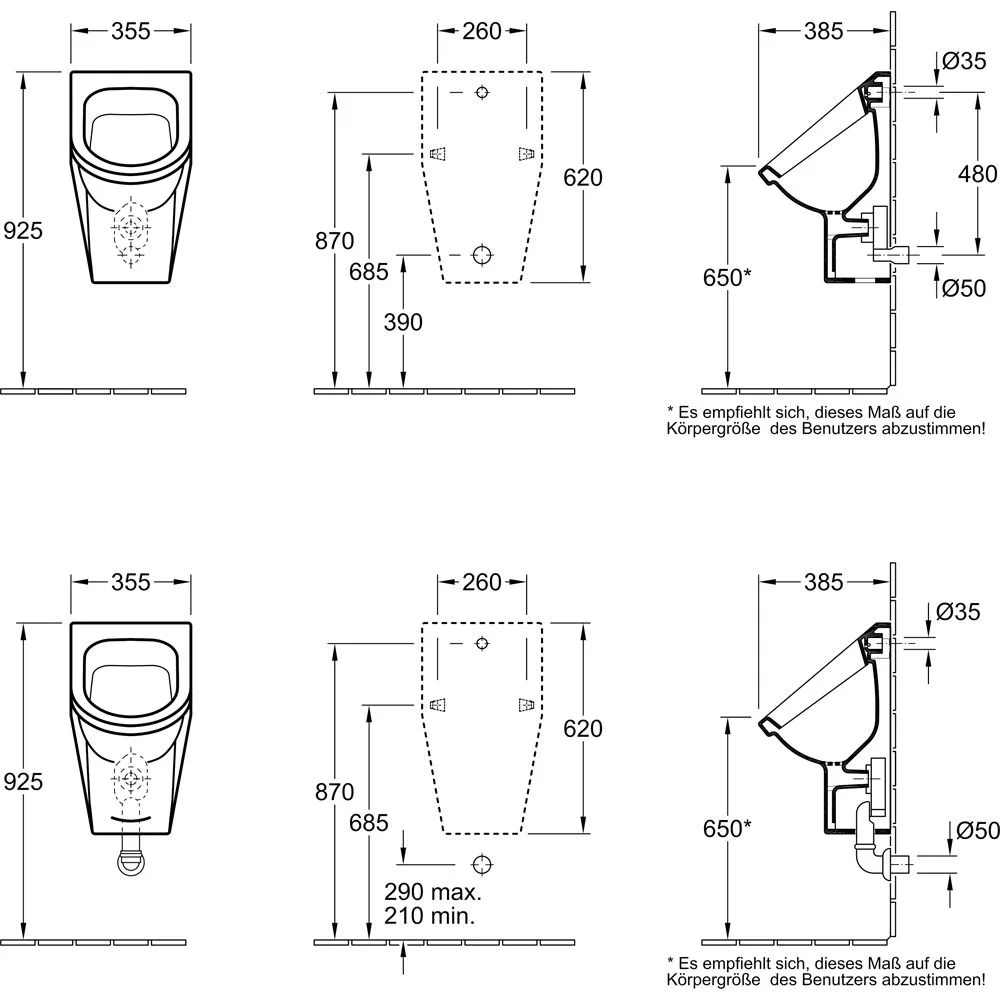 Villeroy & Boch Architectura Absaug-Urinal, mit Zielobjekt, Zulauf verdeckt Bild 5