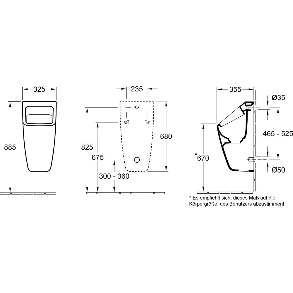 Villeroy & Boch Architectura Absaug-Urinal, Zulauf verdeckt Bild 5